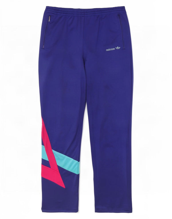 Adidas Pantalon de survêtement pour femme UK 14 Large Bleu Colorblock