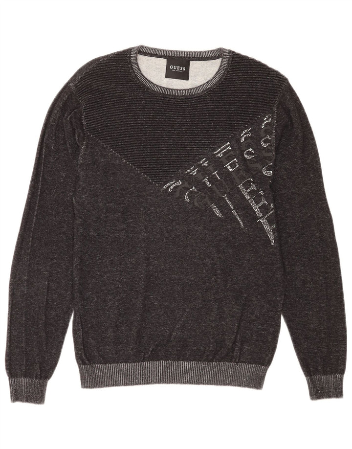 Guess Sweat-shirt graphique pour hommes, grand, gris, coton