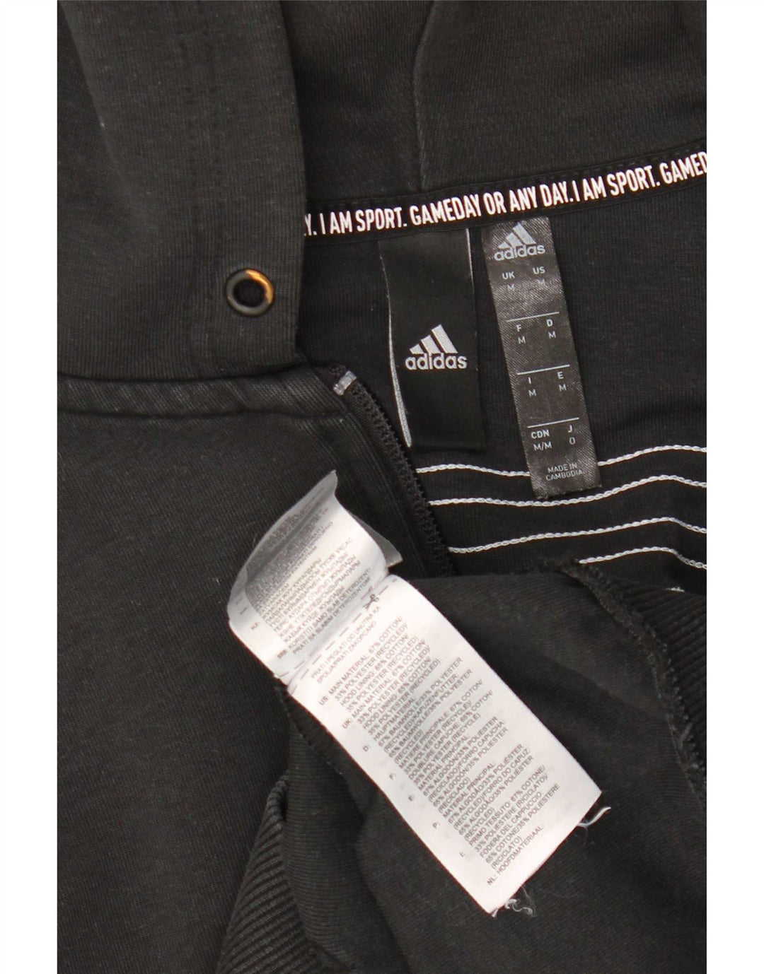 Adidas Pull à capuche zippé pour homme en coton noir moyen