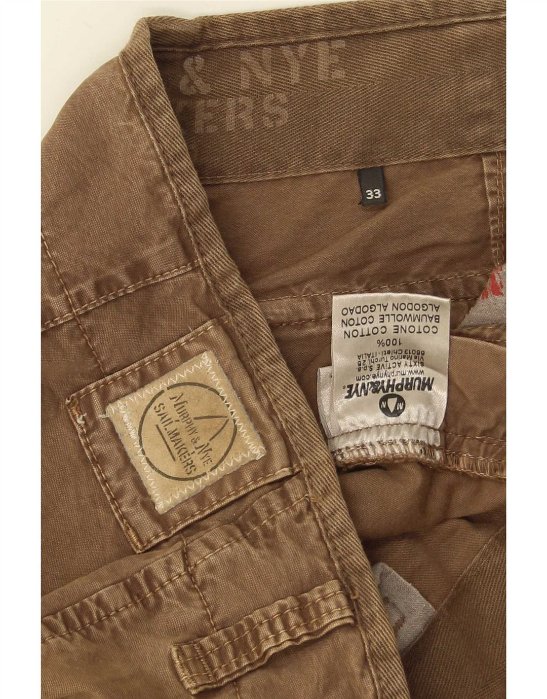 Murphy & Nye Pantalon cargo droit pour homme W33 L34 Marron Coton