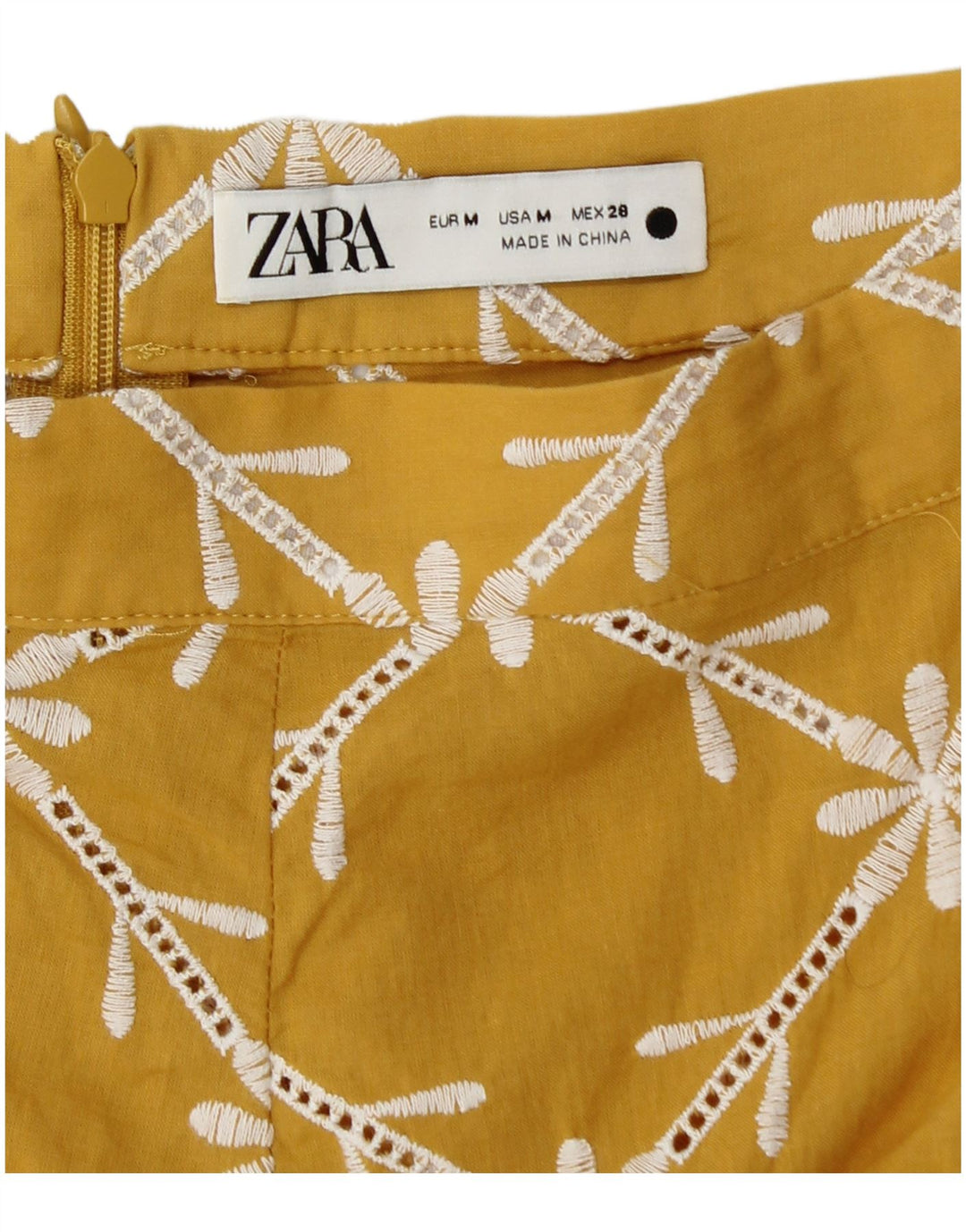 Zara Femme Jupe A-Line Medium W28 Jaune Floral