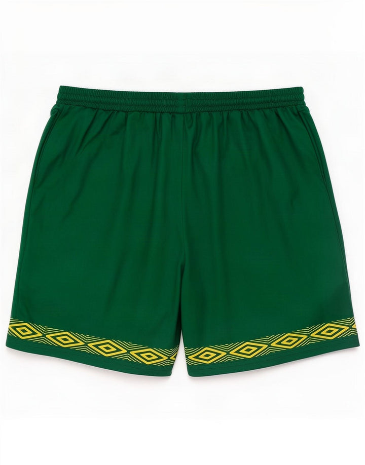 Umbro Short de sport graphique pour hommes, grand, vert géométrique, polyester