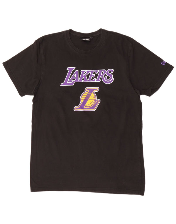 New Era Femmes Lakers Graphic T-Shirt Top UK 16 Large Noir Coton