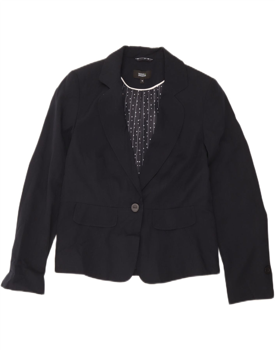 Marks & Spencer Veste blazer pour femme UK 14 Bleu marine moyen rayé