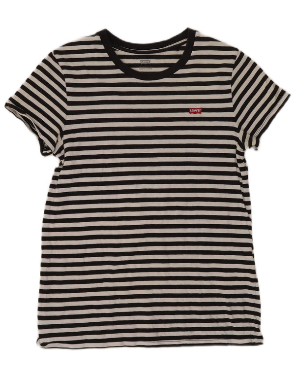 Levi's T-Shirt Femme UK 4 XS Noir Rayé Coton