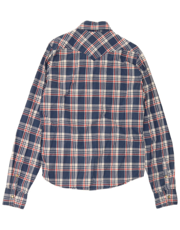 Hollister Chemise Homme Large Bleu Marine Carreaux Coton