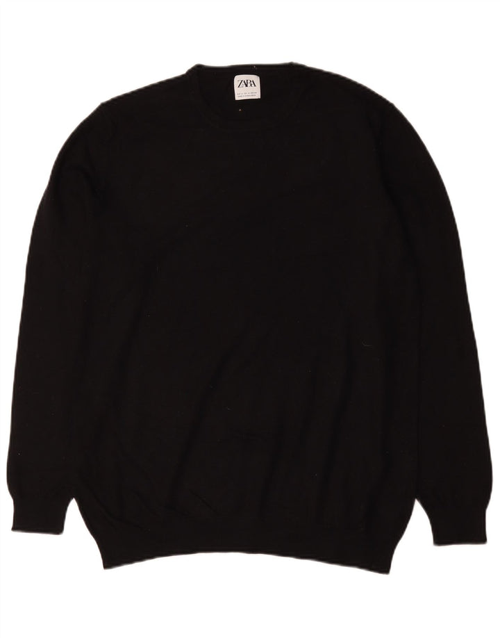 Zara Pull Col Rond Homme Noir Moyen Viscose