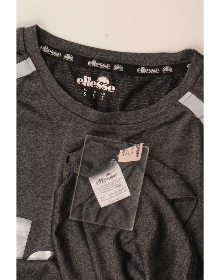 Ellesse Hommes Slim Fit Graphic T-Shirt Top Petit Gris Polyester