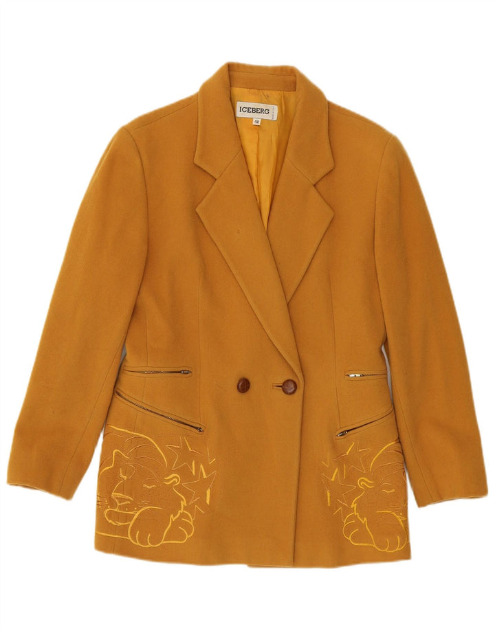 Iceberg Veste Blazer Femme IT 42 Jaune Moyen Imprimé Animal