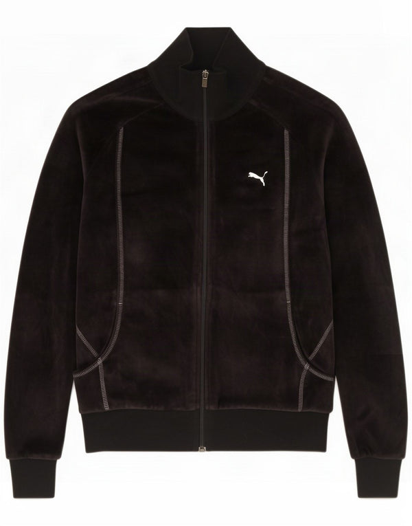 Puma Veste de survêtement en velours pour femme UK 8 Small Black Cotton