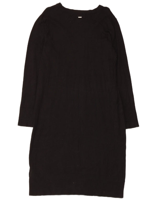 Dkny Robe pull graphique à manches longues pour femme UK 12 Viscose noire moyenne