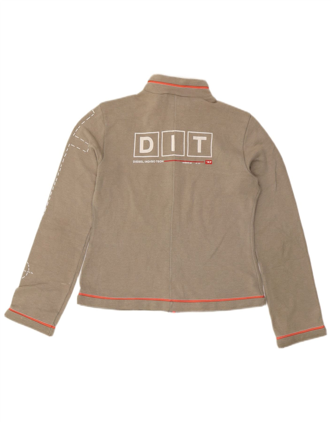 Diesel Veste de survêtement graphique pour femme UK 14 Large Gris Polyester