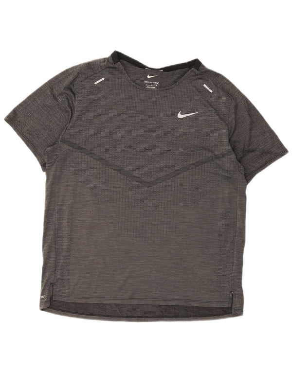 Nike Hommes Dri Fit T-Shirt Haut Large Gris Polyester Sports