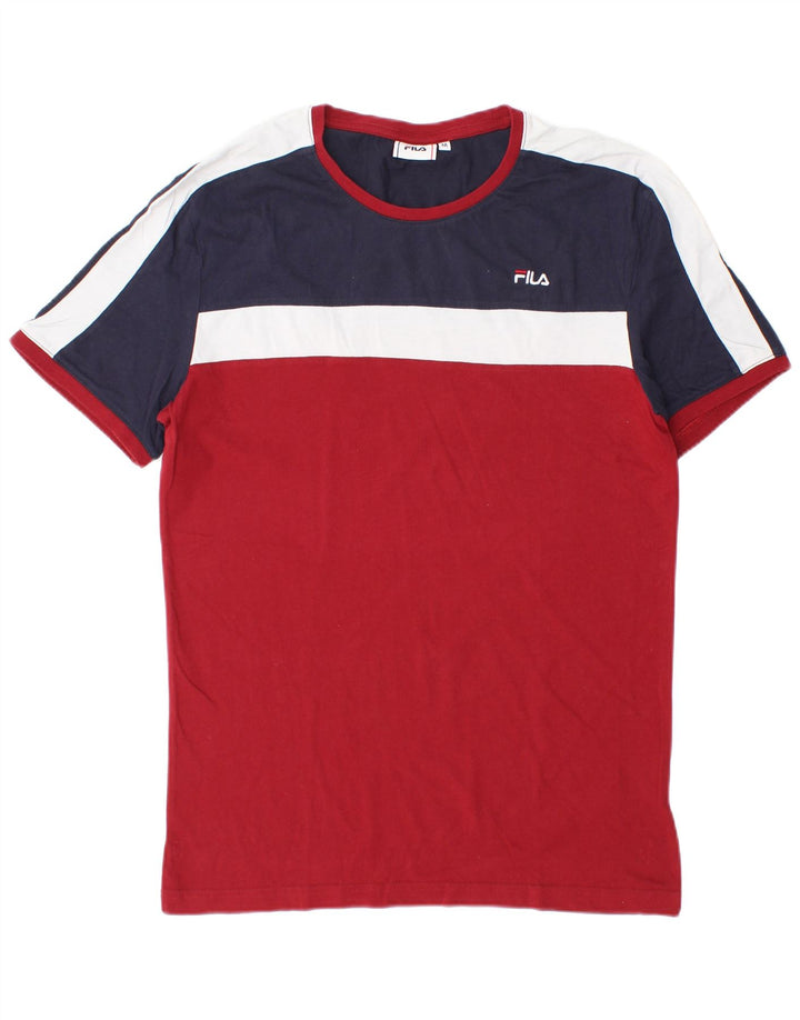 Fila T-Shirt Homme Rouge Moyen Colourblock Cotton