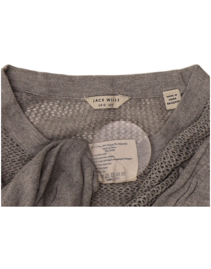 Jack Wills Pull à col rond pour femme UK 12 Gris moyen Coton