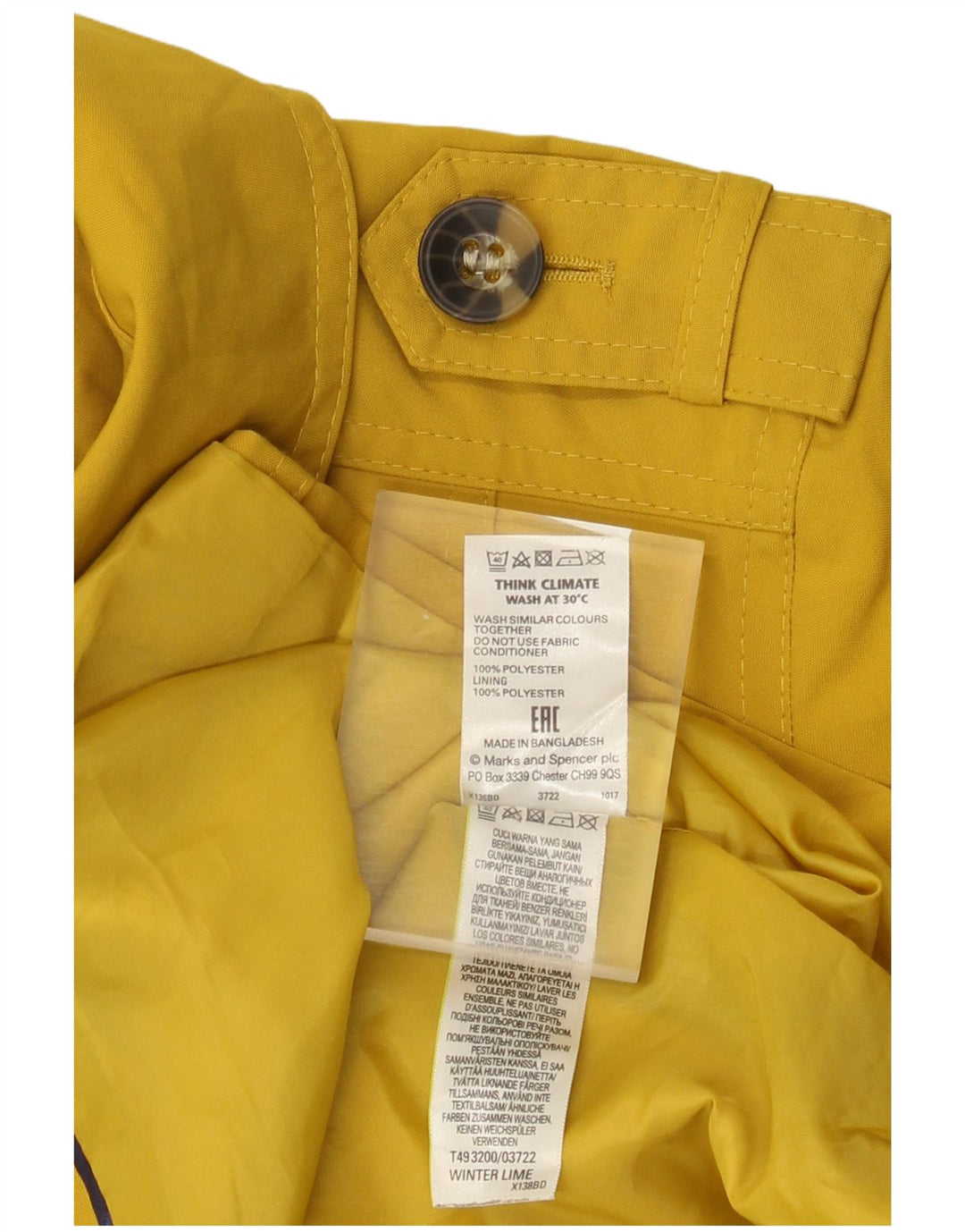 Marks & Spencer Trench-Coat Femme UK 44 Polyester Jaune Moyen