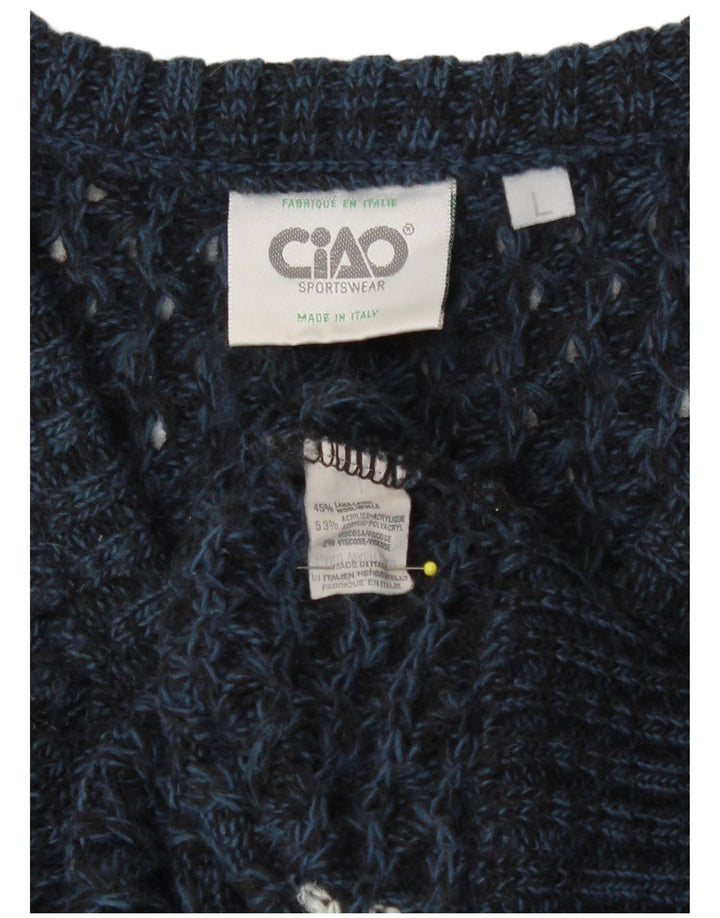 Ciao Pull col V pour Homme Grand Bleu Acrylique Colorblock