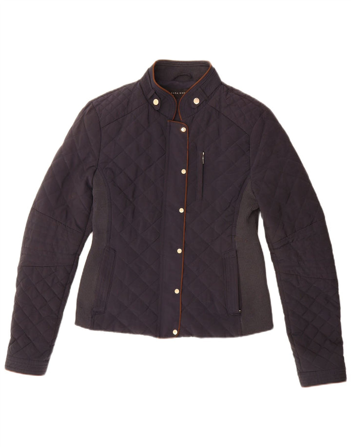 Zara Veste matelassée pour femme UK 14 Bleu marine moyen Colourblock