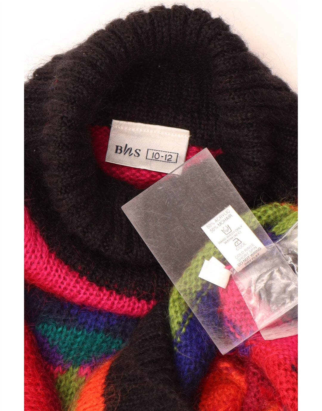 BHS Pull col roulé pour femme UK 10/12 Medium Multicolore