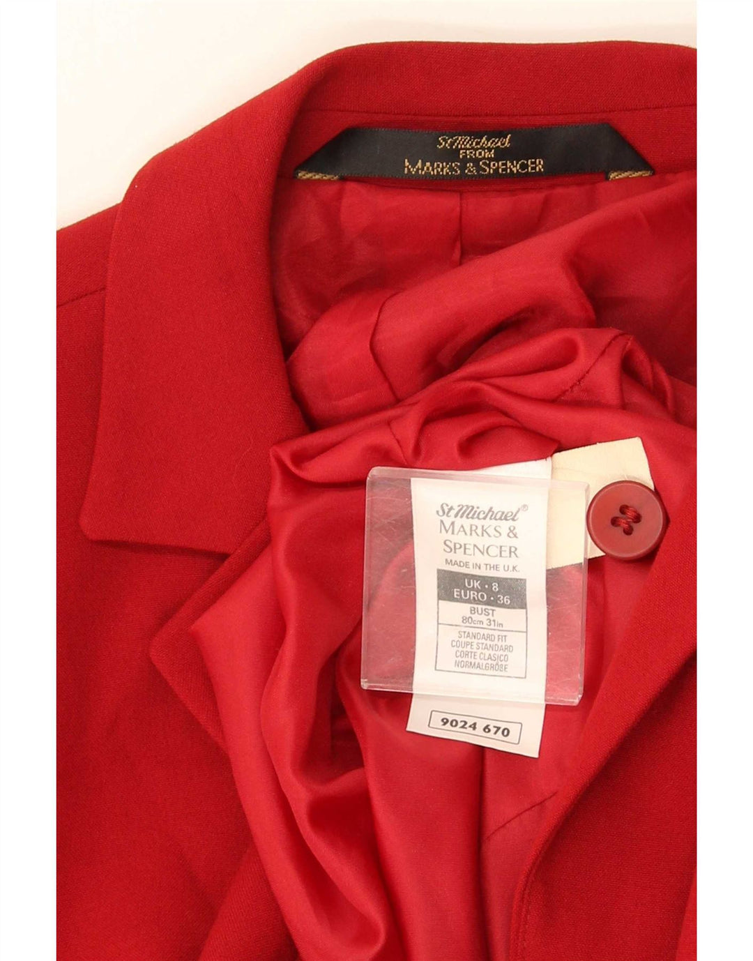 Marks & Spencer Veste blazer longue St. Michael pour femme UK 8 Small Rouge