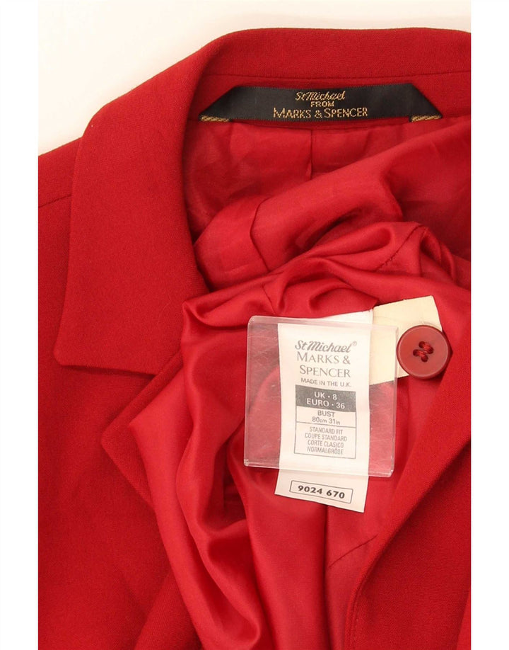 Marks & Spencer Veste blazer longue St. Michael pour femme UK 8 Small Rouge