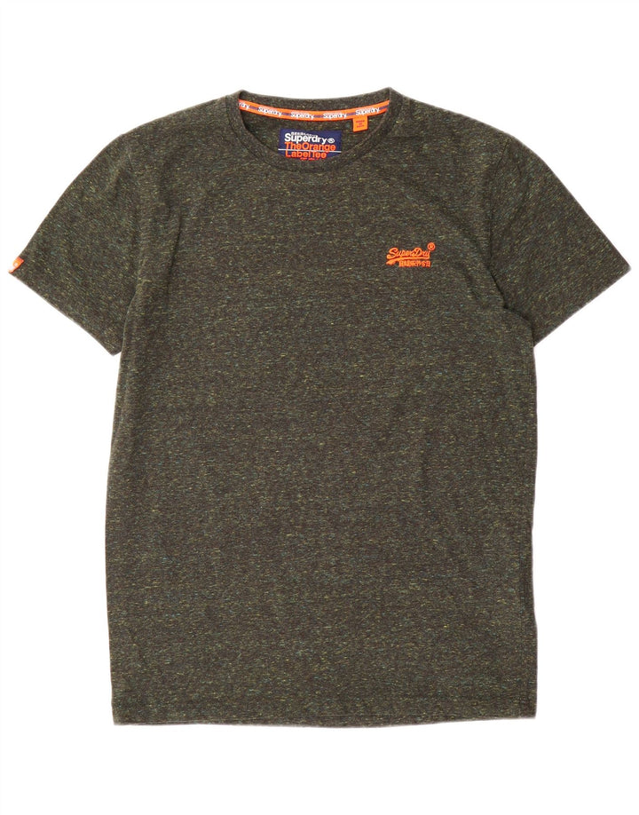 Superdry Homme T-Shirt Top Kaki Moucheté Coton