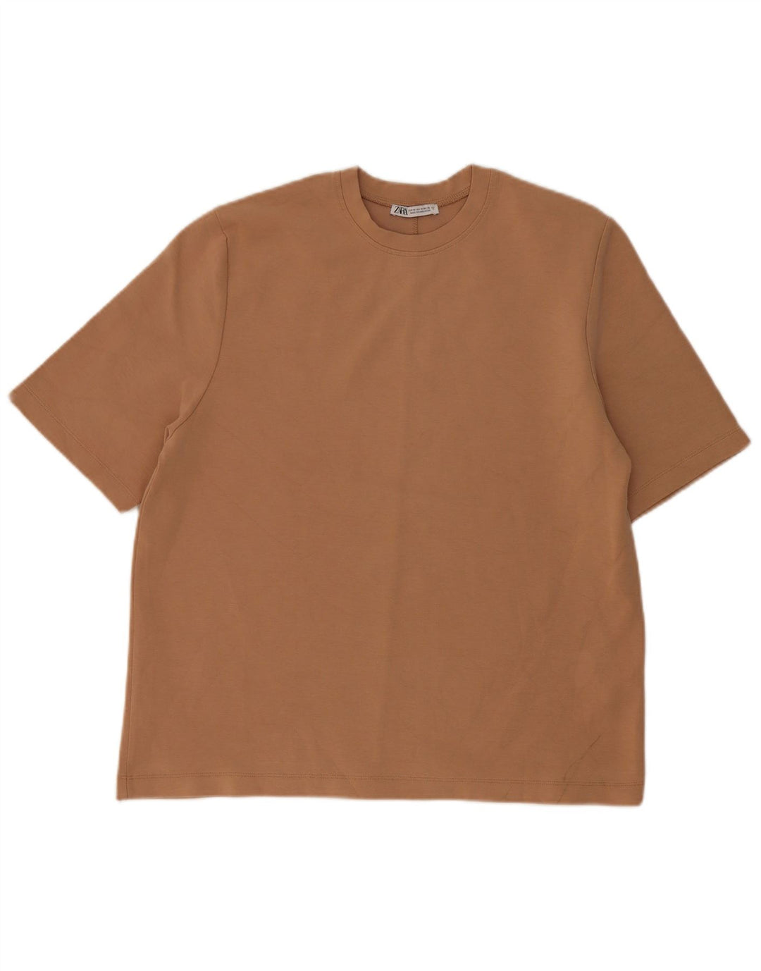 Zara Femme T-Shirt Top UK 14 Coton Beige Moyen