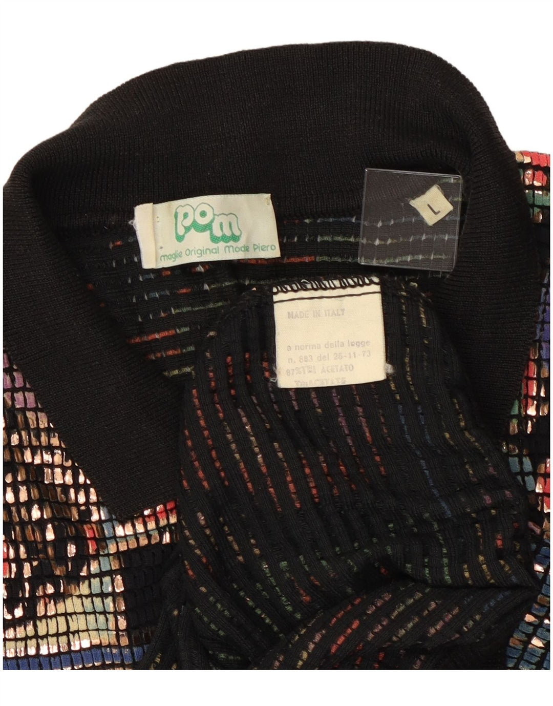 vintage Womens Polo Neck Jumper Sweater UK 16 Grand Acétate Multicolore