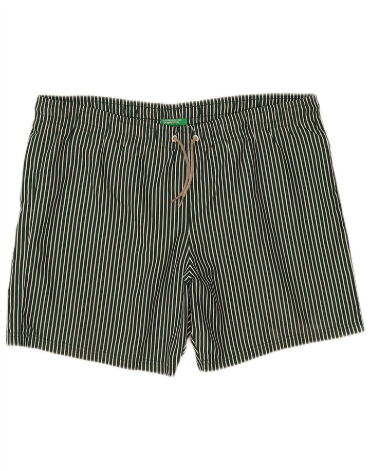Benetton Short De Bain Homme Large Rayé Vert