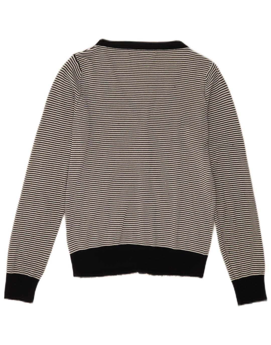Zara Womens Cardigan Sweater UK 12 Rayonne rayée noire moyenne