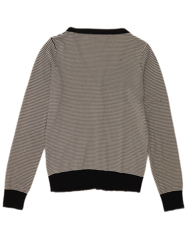 Zara Womens Cardigan Sweater UK 12 Rayonne rayée noire moyenne