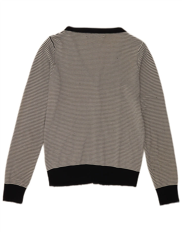 Zara Womens Cardigan Sweater UK 12 Rayonne rayée noire moyenne
