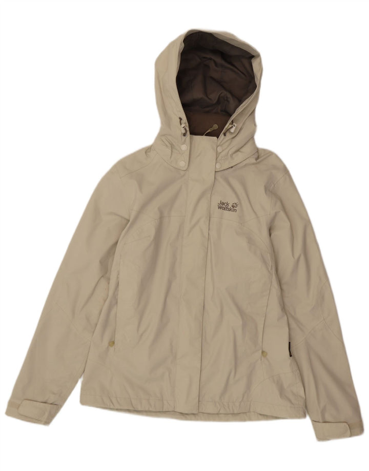 Jack Wolfskin Veste de pluie à capuche pour femme UK 8/10 Small Beige Polyamide