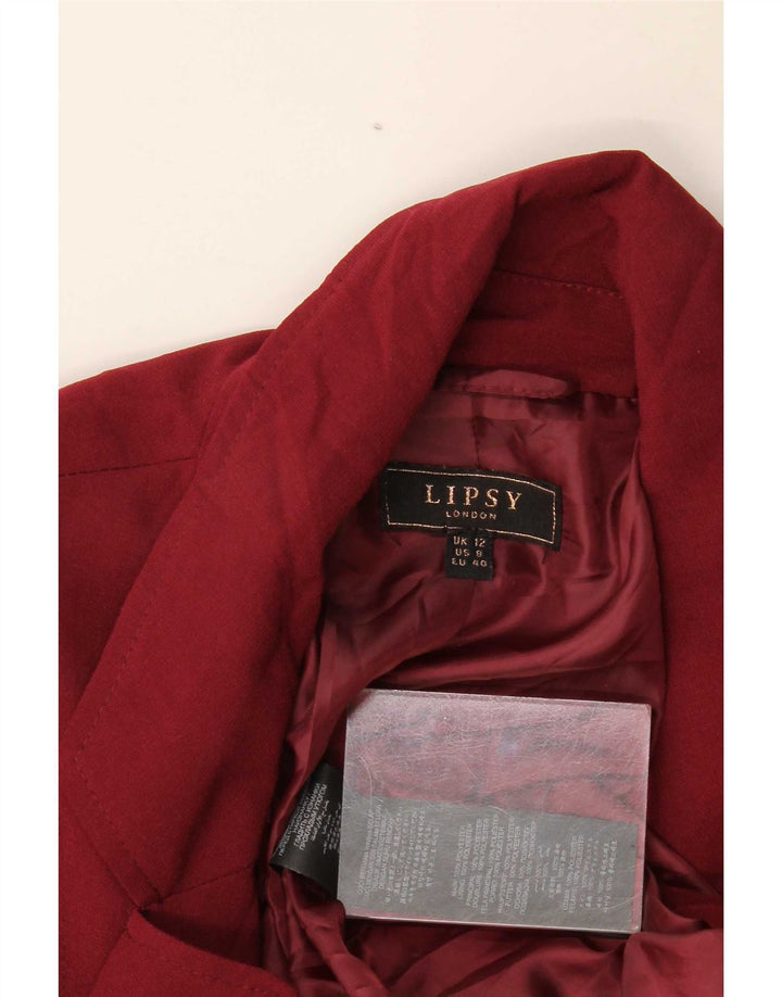 Lipsy Veste Blazer Ouverte Femme UK 12 Polyester Bordeaux Moyen