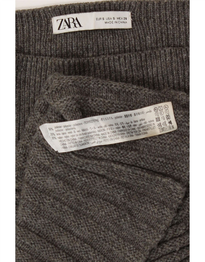 Zara Femme Jupe trapèze en tricot Petit W26 Gris Polyester