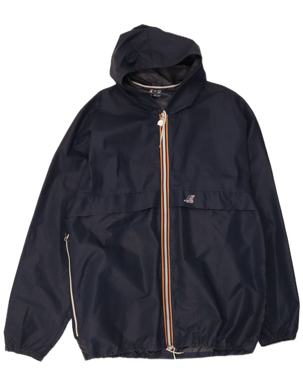 K-Way Veste de pluie à capuche pour homme UK 40 Large Bleu marine