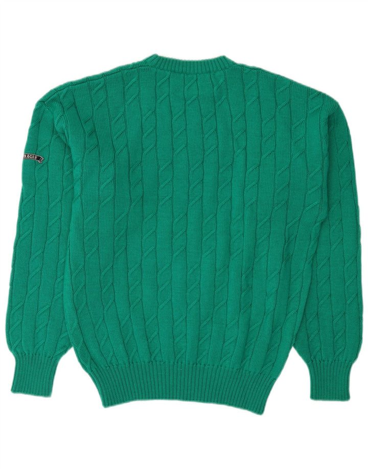 Ouragan Pull col rond pour homme en laine vierge verte