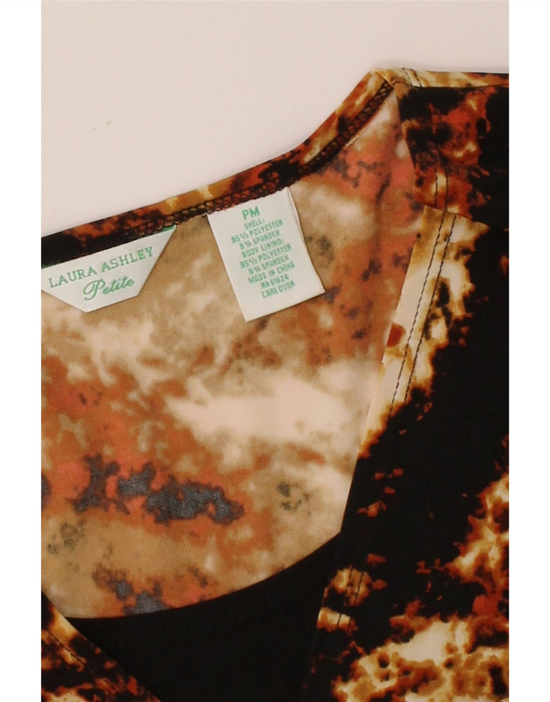 LAURA ASHLEY Womens Petite Abstract Pattern Blouse Top UK 14 Medium Brown Vintage Laura Ashley and Second-Hand Laura Ashley from Messina Hembry 