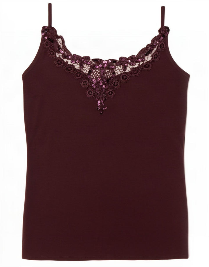 Vintage Femmes Cami Top UK 4 XS Maroon Modal