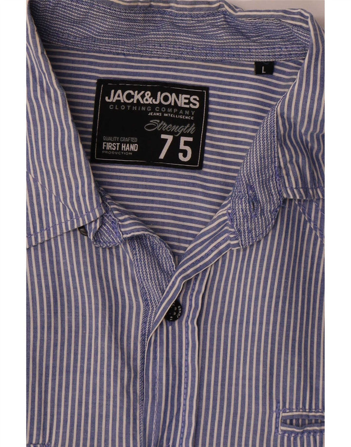 Jack & Jones Chemise à manches courtes pour homme à fines rayures bleues