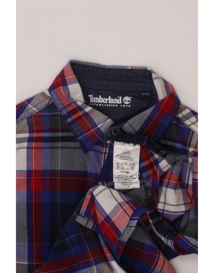 Timberland Chemise Garçon 7-8 ans Bleu Marine à Carreaux Coton