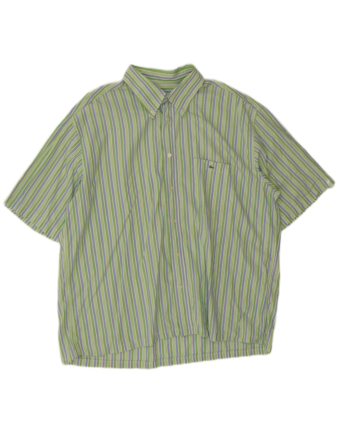 Lacoste Chemise à manches courtes pour hommes Taille 46 2XL Vert rayé