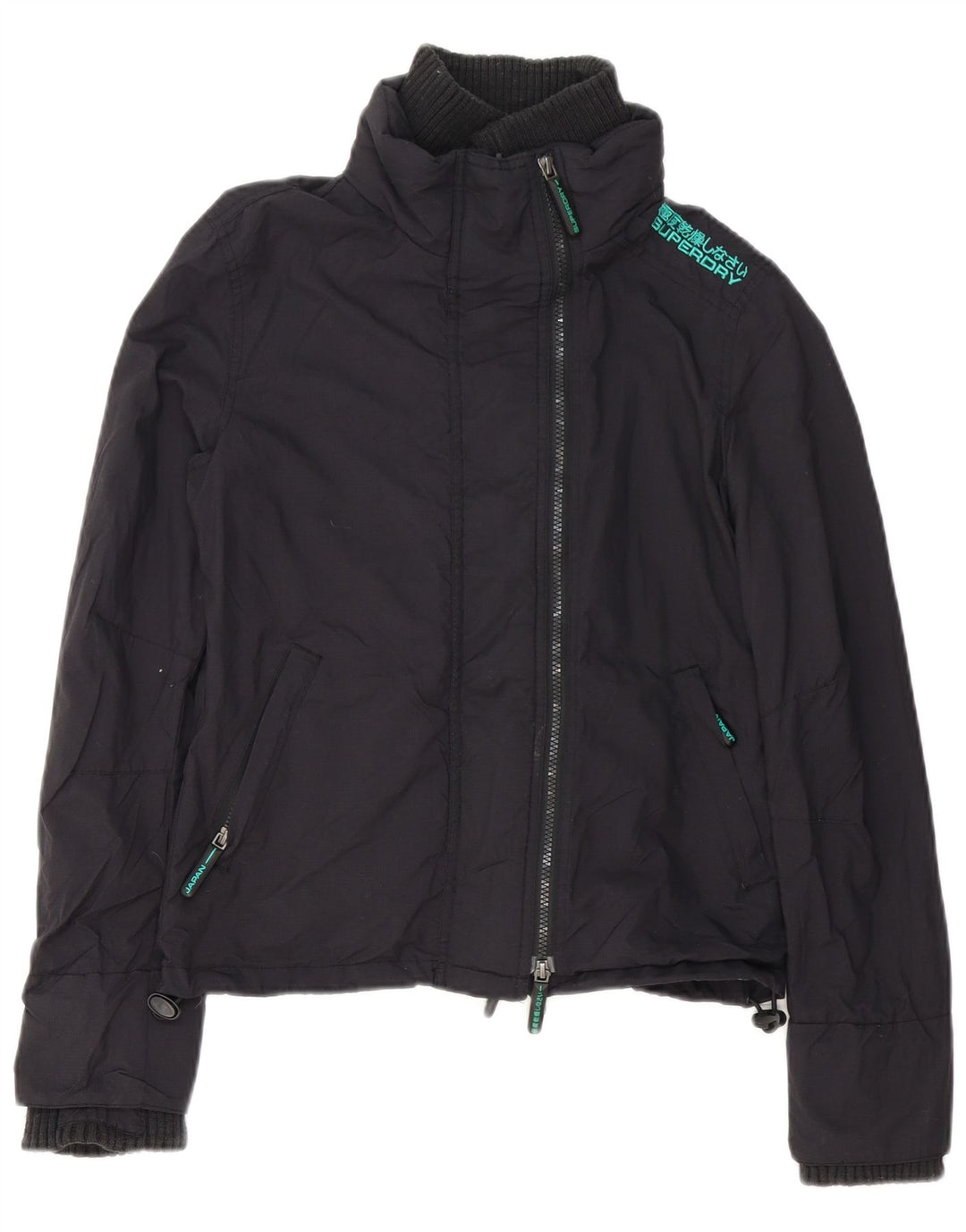 Superdry Veste coupe-vent graphique pour femme UK 10 Small Noir Polyester