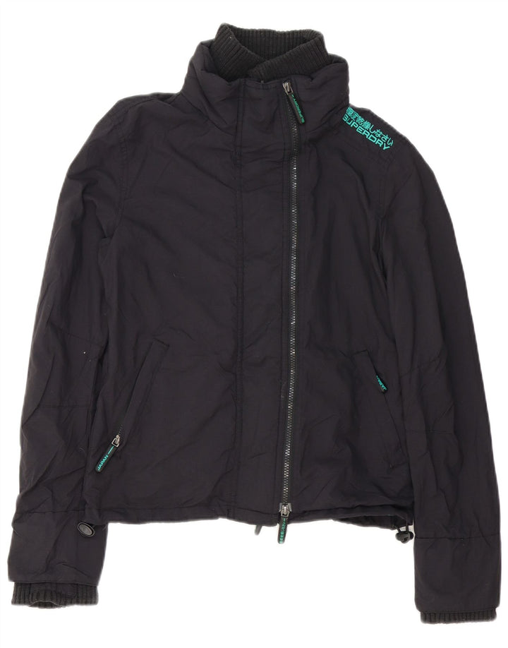 Superdry Veste coupe-vent graphique pour femme UK 10 Small Noir Polyester