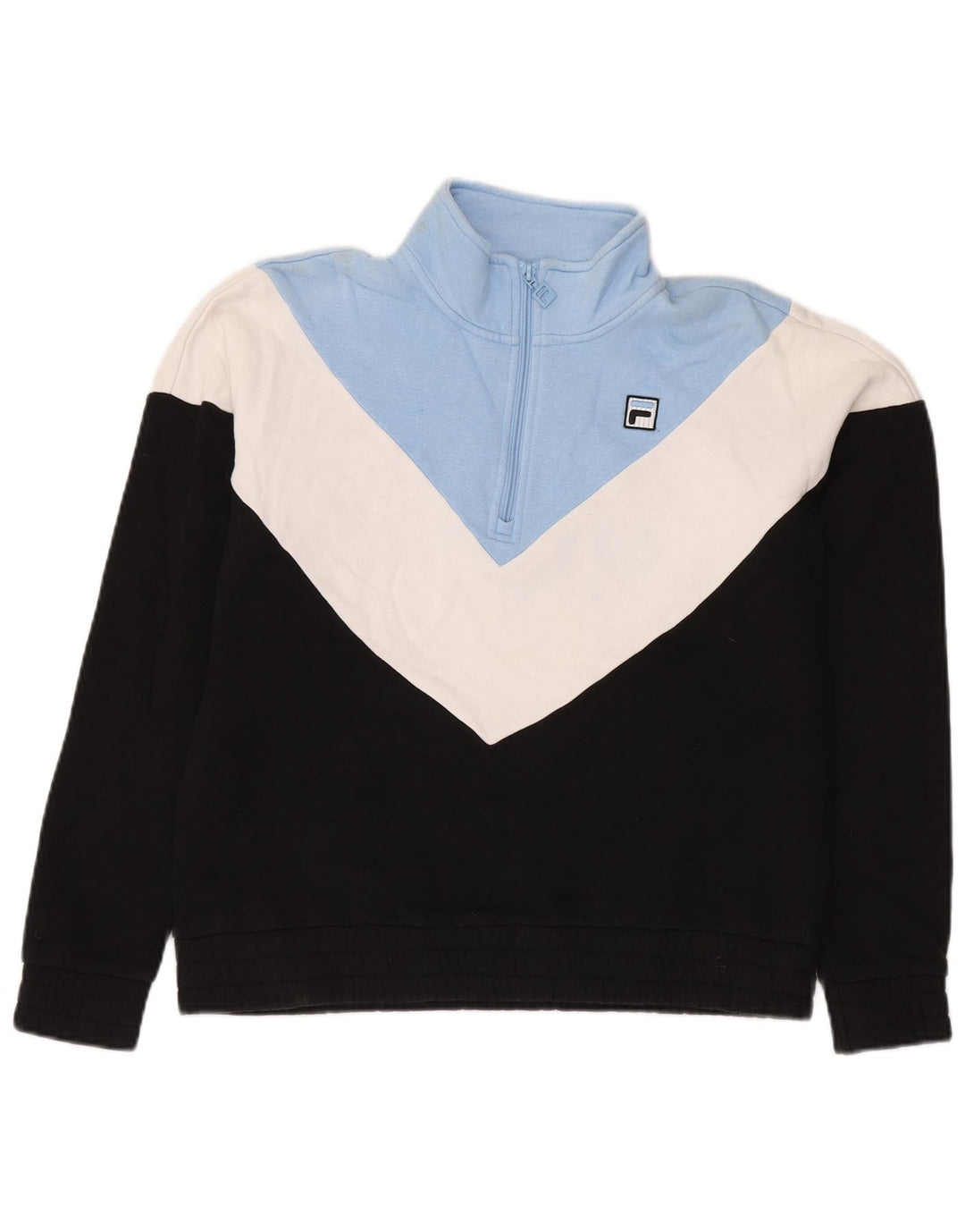 Fila Sweat-shirt à col zippé pour femme UK 14 Medium Black Colourblock