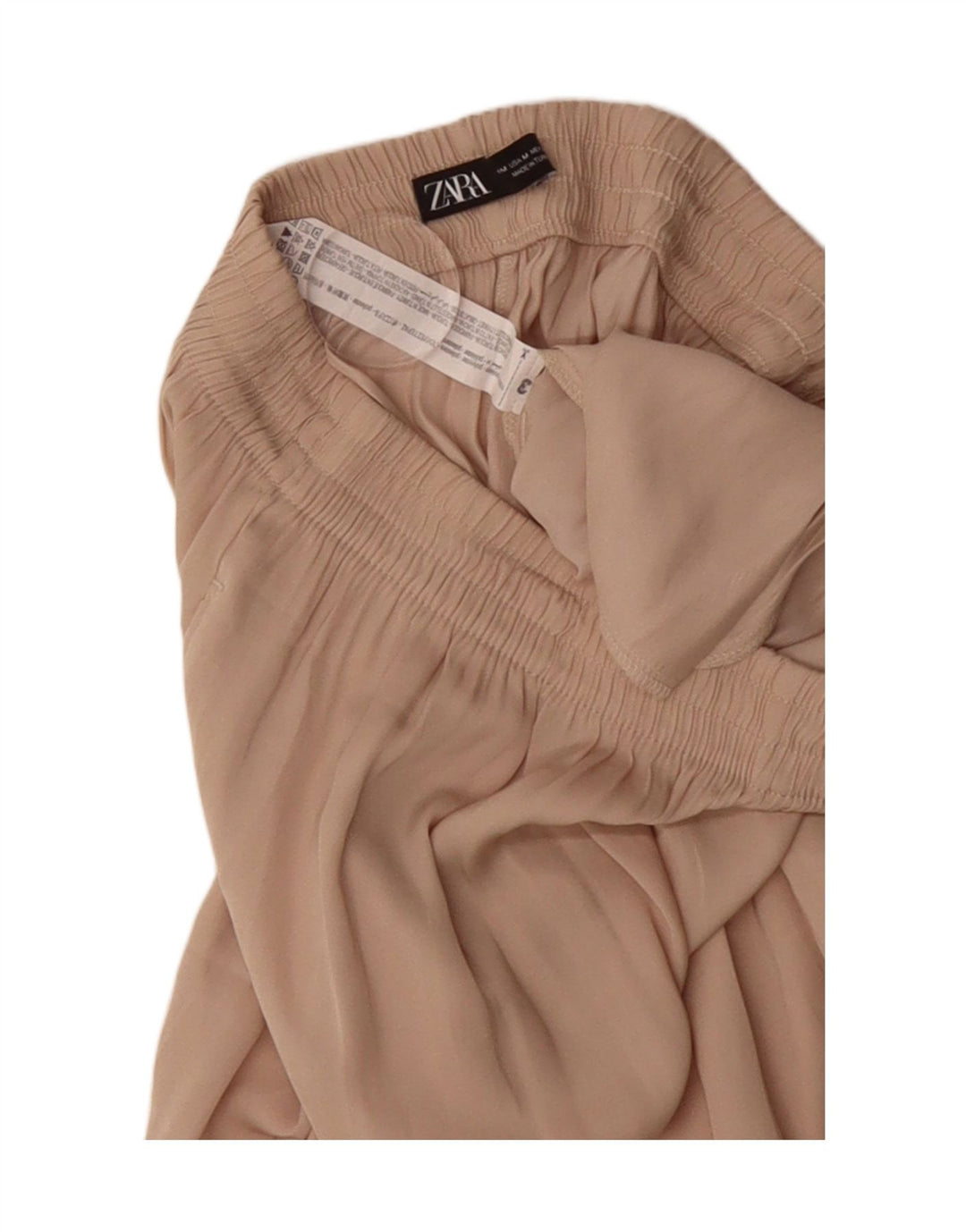 ZARA Womens Wide Leg Pegged Cropped Trousers Medium Beige Polyester Vintage Zara and Second-Hand Zara from Messina Hembry 