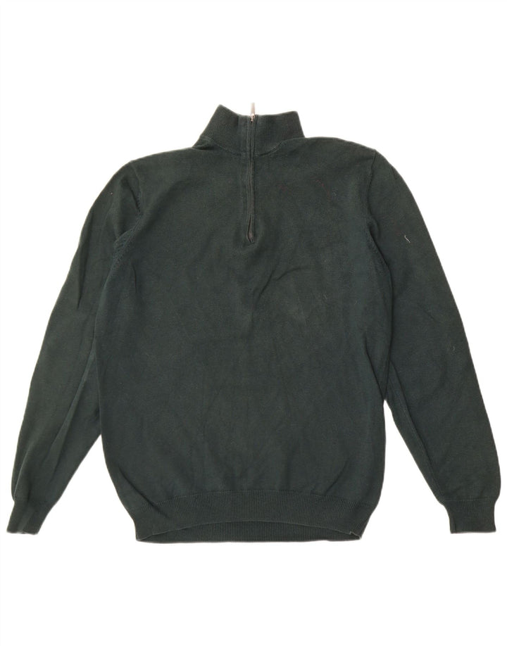Massimo Dutti Pull Col Zippé Homme Vert Moyen Coton