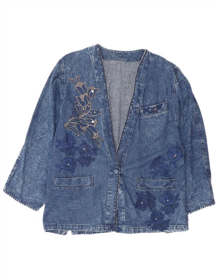 vintage Femme Graphique Loose Fit Denim Veste IT 42 Coton Bleu Moyen