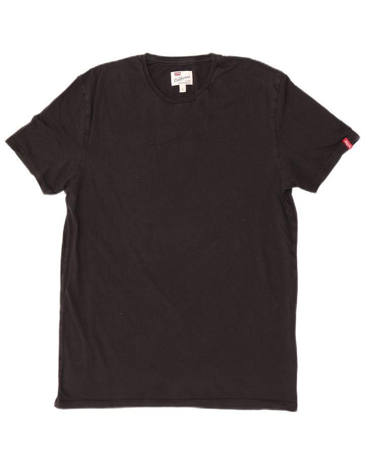 Levi's T-Shirt Femme UK 14 Large Noir Coton
