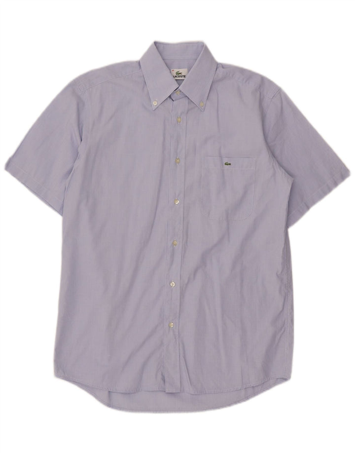 Lacoste Chemise à manches courtes pour hommes Taille 40 Coton bleu moyen